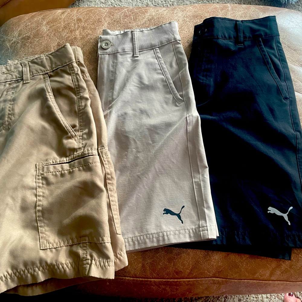 (3) Pairs of boys shorts. (2) Pumas & (1) Tony Hawk